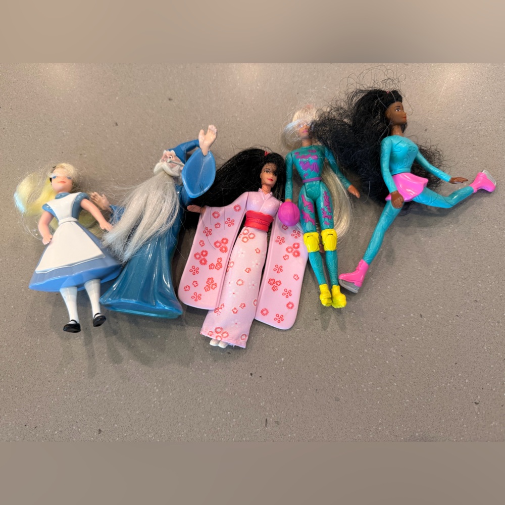 Barbie Doll Set with Pink, Blue, and Teal Outfits